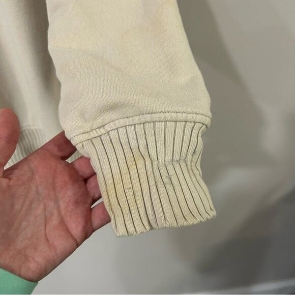 Aerie Pleated Sleeve Crewneck Cream Oversized Boxy Cheer Sweatshirt Size Large - Picture 9 of 10